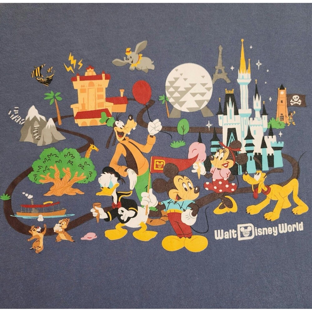 Walt Disney World Graphic T-Shirt Size XS 50th Anniversary Blue Long Sleeve - Picture 2 of 9